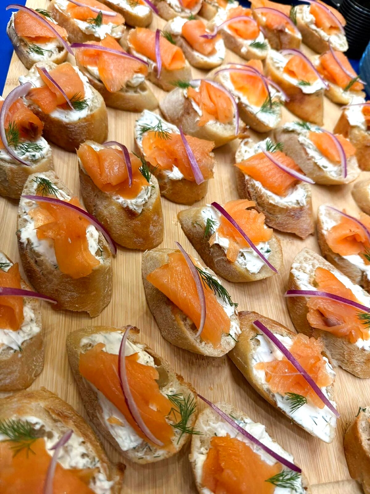Smoked salmon crostini with dill cream cheese